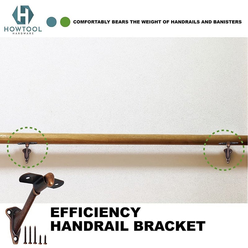 HOWTOOL Handrail Brackets Wall Mounted Antique Bronze (Antique Copper Look) Heavy Duty Zinc Stair Railing Support with Matching Screws, 3 Pack HOWTOOL - Image 4